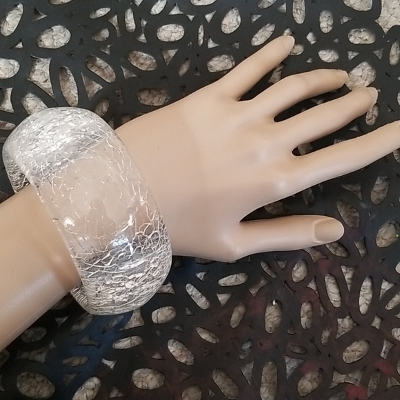 Jewelry - Large Plastic Bangle With Crackle design.